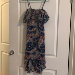 Print colorful summer high low dress